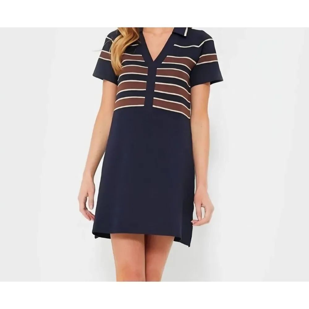 NWT Tuckernuck Midnight Cacao Wright Polo dress navy/brown preppy nautical XL